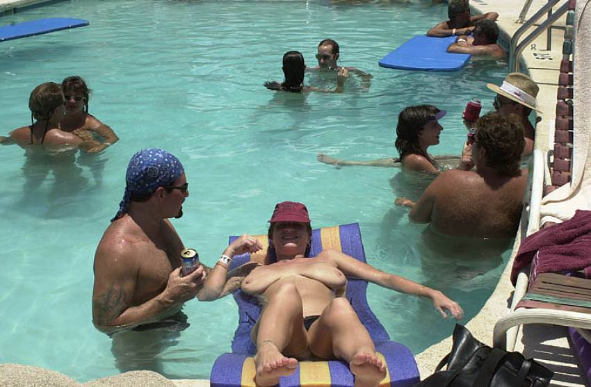 Nudist group pool photos from a private family naturist ...