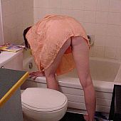 Peeing bathroom girl.