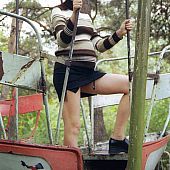 Sweetheart having enjoyment on aflying boat\