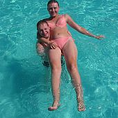 A skinny and breasty lady on the Vera Playa.