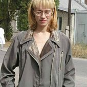 Youthful honey flashing on a street.